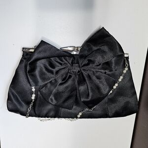 Black Satin Bag with Bow